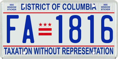 DC license plate FA1816