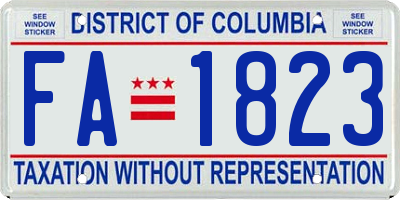 DC license plate FA1823