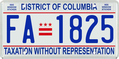 DC license plate FA1825