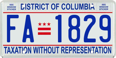 DC license plate FA1829