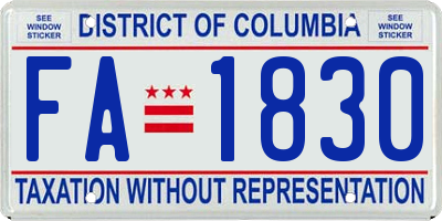 DC license plate FA1830