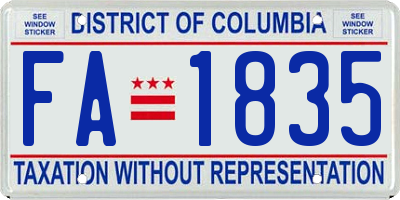 DC license plate FA1835
