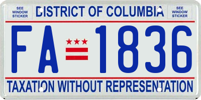 DC license plate FA1836