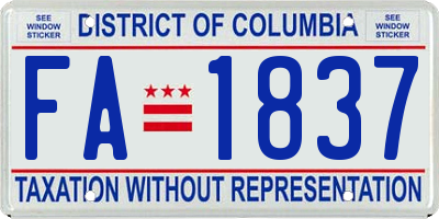 DC license plate FA1837