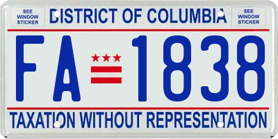 DC license plate FA1838