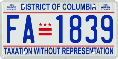 DC license plate FA1839