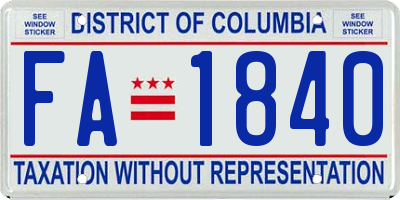 DC license plate FA1840