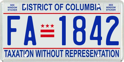 DC license plate FA1842
