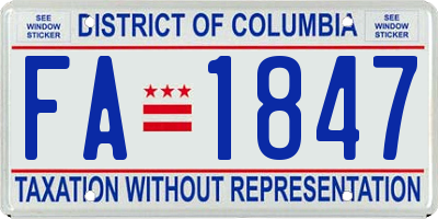 DC license plate FA1847