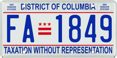 DC license plate FA1849