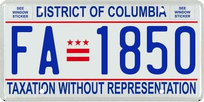 DC license plate FA1850