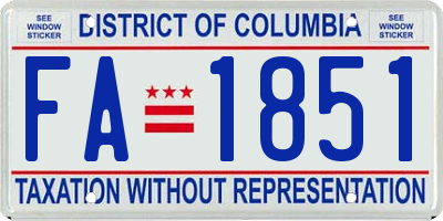 DC license plate FA1851