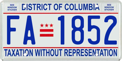 DC license plate FA1852