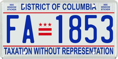 DC license plate FA1853