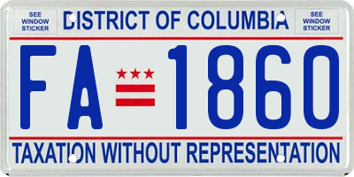 DC license plate FA1860