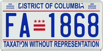 DC license plate FA1868