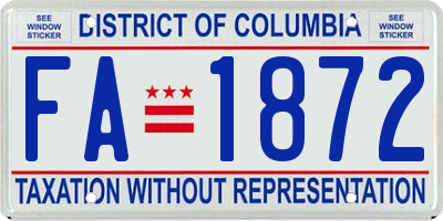 DC license plate FA1872