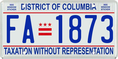 DC license plate FA1873