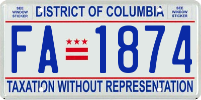 DC license plate FA1874