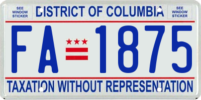 DC license plate FA1875