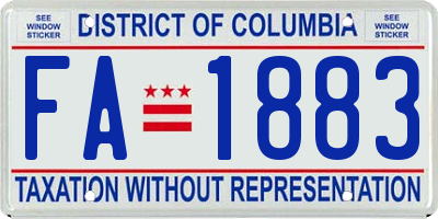 DC license plate FA1883