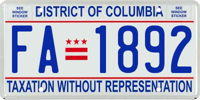 DC license plate FA1892