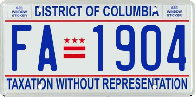 DC license plate FA1904