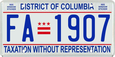 DC license plate FA1907