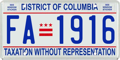 DC license plate FA1916
