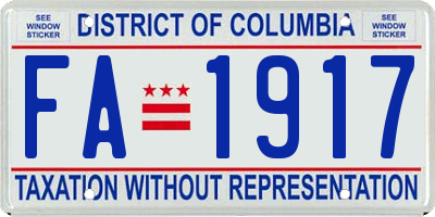 DC license plate FA1917