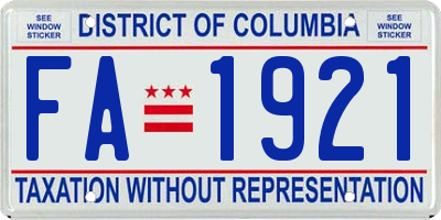 DC license plate FA1921