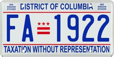 DC license plate FA1922