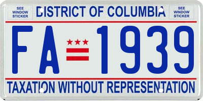 DC license plate FA1939