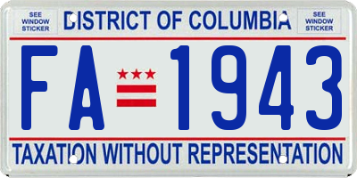 DC license plate FA1943