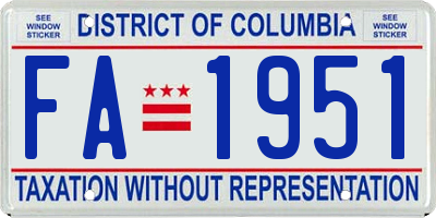 DC license plate FA1951