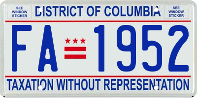 DC license plate FA1952