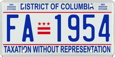 DC license plate FA1954