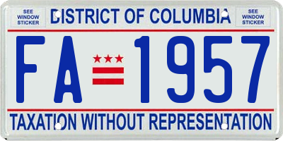 DC license plate FA1957