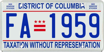 DC license plate FA1959