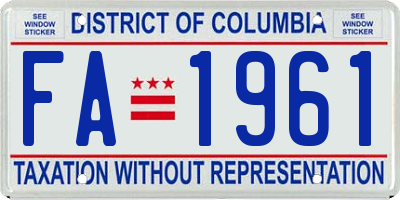 DC license plate FA1961