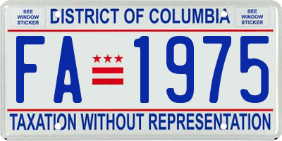 DC license plate FA1975