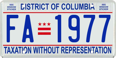 DC license plate FA1977