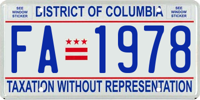 DC license plate FA1978