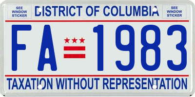 DC license plate FA1983