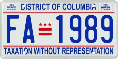 DC license plate FA1989