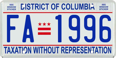 DC license plate FA1996