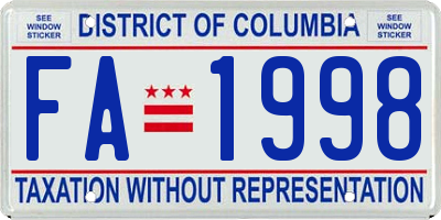 DC license plate FA1998