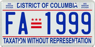 DC license plate FA1999