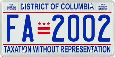 DC license plate FA2002