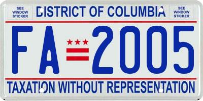 DC license plate FA2005